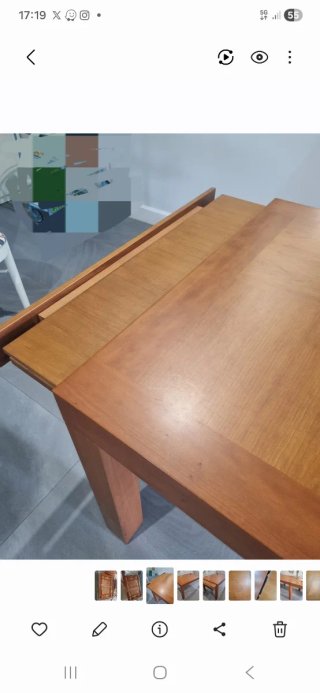 Mesa comedor madera cerezo 90x135 extensible 225