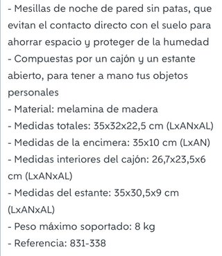 Mesitas de noche flotantes blancas