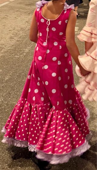 Vestido Flamenca Niña Lunares Rosa/Morado