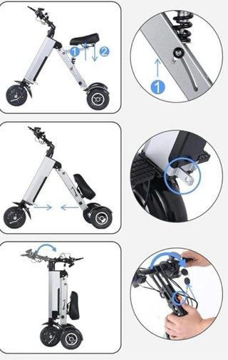 Triciclo Eléctrico Plegable Plata