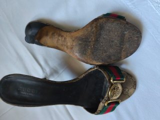 Sandalias Gucci Marrón y Dorado