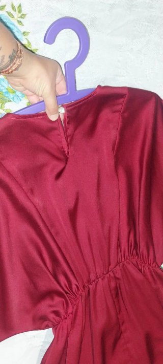 Vestido fiesta granate manga larga