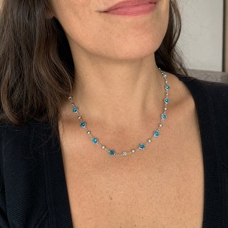 Collar Plata con Cristales Azules