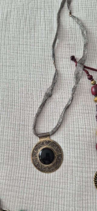 Collar bisutería plata y turquesa