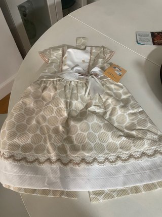 Vestido niña lunares beige nuevo