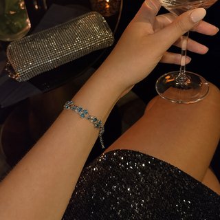 Pulsera Tenis Cristal Azul Plata