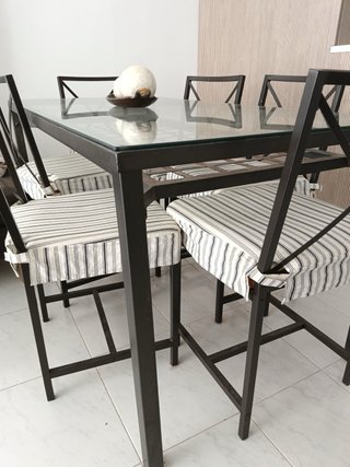 Mesa Comedor Cristal y acero en Calafell