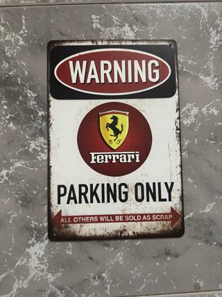 Chapa cartel decorativo Ferrari Parking Only logo