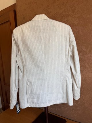 Traje completo lino beige rayas T52 #26