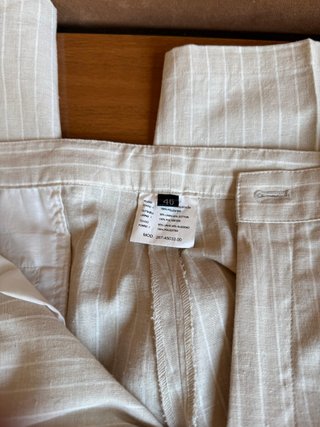 Traje completo lino beige rayas T52 #26