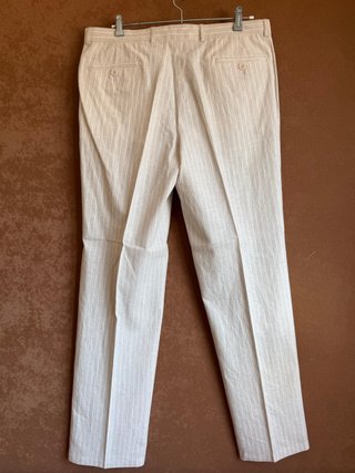 Traje completo lino beige rayas T52 #26