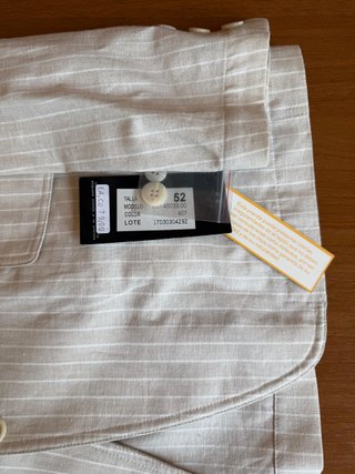 Traje completo lino beige rayas T52 #26