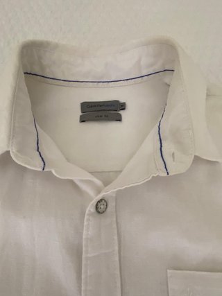 Camisa Calvin Klein Jeans Hombre Blanca Manga Cort