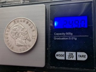 Italia 5 Liras 1869 Plata