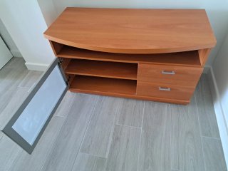 Mueble TV modular madera y cristal