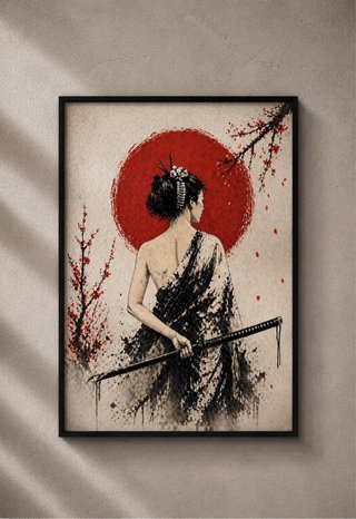Cuadro Serie Japon: Guerrera 45 x 32,5 cms