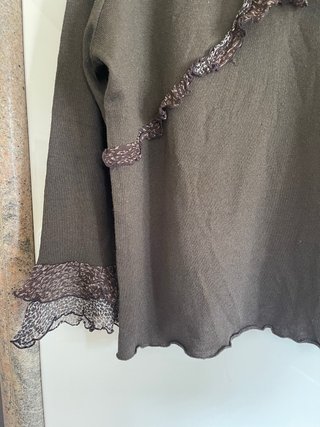 Blusa Donatella via Roma L marrone con rouches