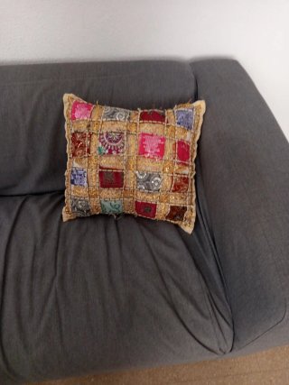 Cojín decorativo patchwork multicolor