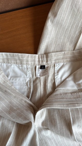 Traje completo lino beige rayas T44 #27