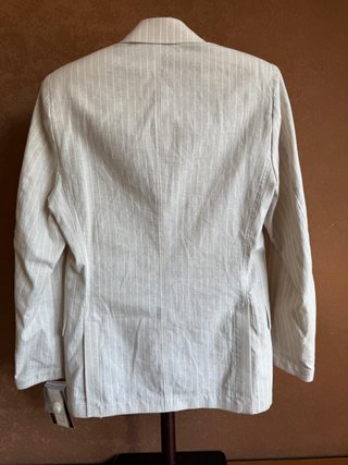 Traje completo lino beige rayas T44 #27