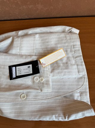 Traje completo lino beige rayas T44 #27