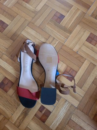 Sandalias tacón Marypaz T.39 Negras y Rojas