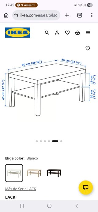 Mesa baja blanca de madera (LACK)