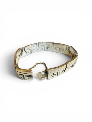 Pulsera Plata 925 Maciza Diseño Greca Mexicana 54g