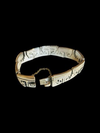Pulsera Plata 925 Maciza Diseño Greca Mexicana 54g