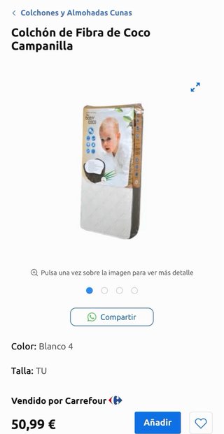 Colchón Cuna Bebé Blanco.