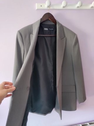Blazer Zara Gris Mujer