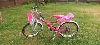 Bicicleta niña rosa con asiento trasero