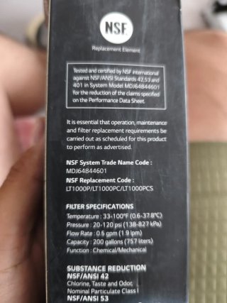 Filtro de agua LT1000P nuevo sin abrir