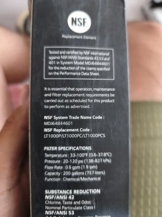 Filtro de agua LT1000P nuevo sin abrir
