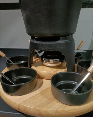 Set Fondue Hierro Fundido + 6 Tazones