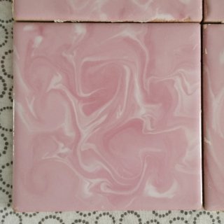 Juego 4 azulejos rosados vintage