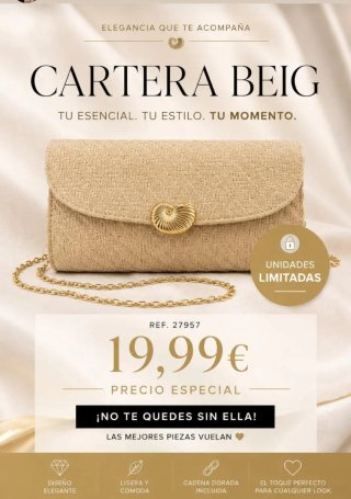 Cartera Beige Elegante Cadena Dorada