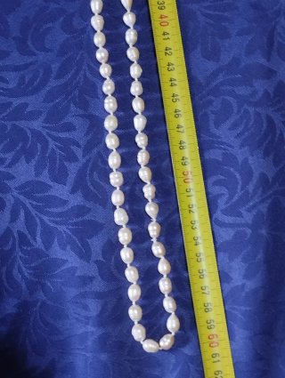 Lunga collana vintage perle beige/rosa
