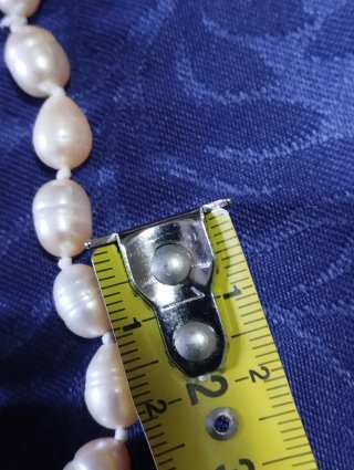 Lunga collana vintage perle beige/rosa