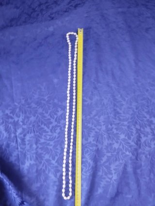 Lunga collana vintage perle beige/rosa