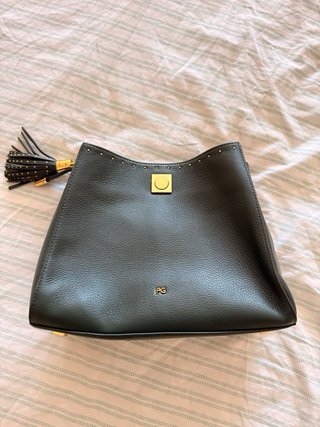 Bolso Purificación Garcia verde y dorado