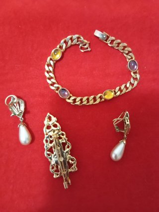 Conjunto Bisutería Vintage Pendientes Pulsera Broc