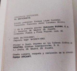 Lote Nietzsche:Zaratustra 1971+El Anticristo 1982