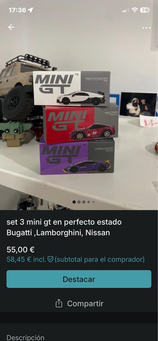 Set 3 Mini GT Bugatti, Lamborghini, Nissan