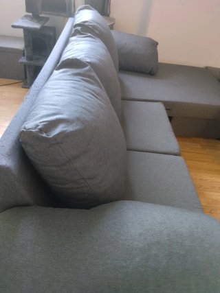 Sofá cheslong gris tela