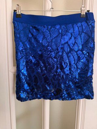 Falda Lentejuelas Azul Talla L Brillante