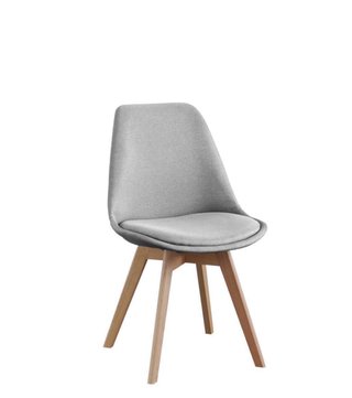 2 Sillas Tapizadas Tela Gris Patas Madera Haya