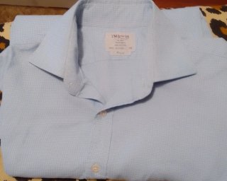 Camisa TM Lewin azul manga larga algodón L