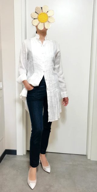 Abito Camicia in lino bianco chemisier