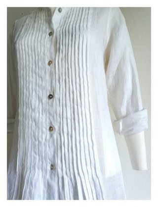 Abito Camicia in lino bianco chemisier